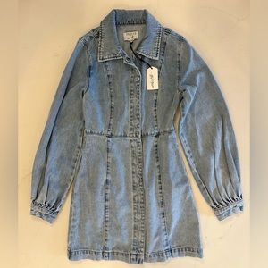 NWT Pocketed Button Down Denim Dress, Size Small